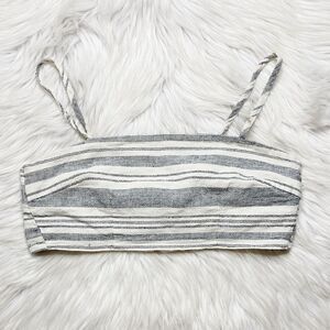 Forever 21 Striped Crop Top White and Blue Size Small